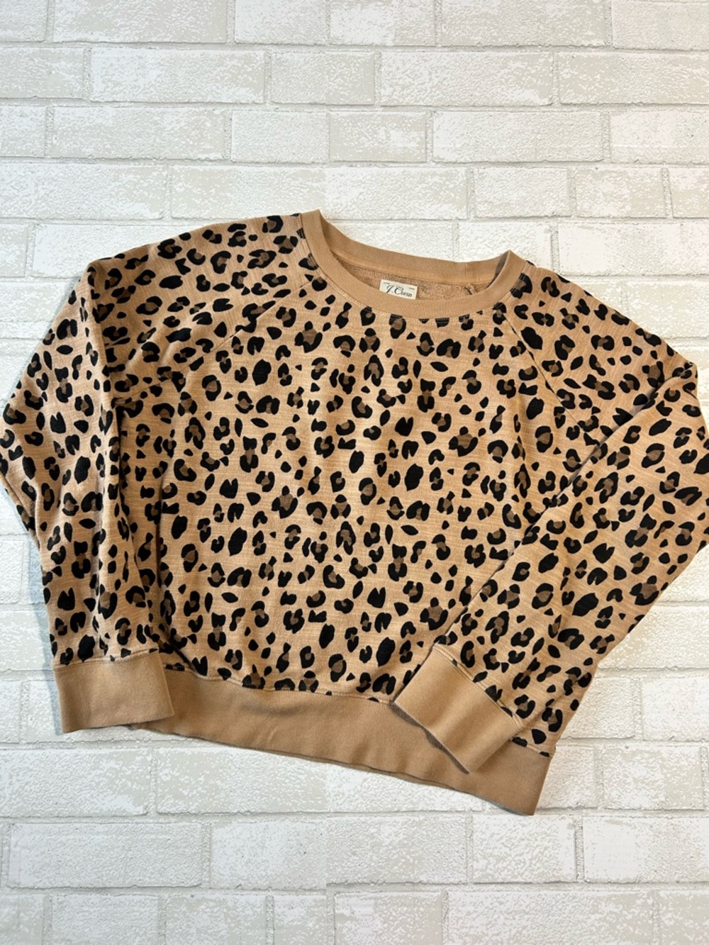 J. Crew Leopard Crewneck Sweater 100% Cotton Small